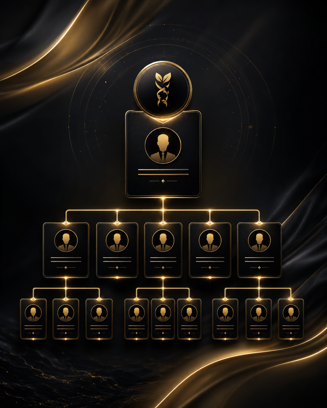 Abstract luxury hierarchy illustration in black and gold